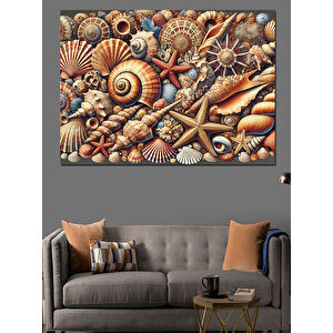 Kabuklu Deniz Koleksiyonu Görseli Dekoratif Kanvas - Mdf Ahşap Tablo