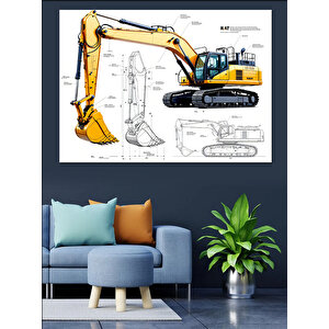 Teknik İş Makinesi Dekoratif Kanvas - Mdf Ahşap Tablo
