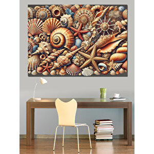 Kabuklu Deniz Koleksiyonu Görseli Dekoratif Kanvas - Mdf Ahşap Tablo 70x100 cm