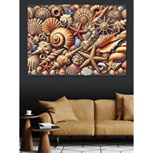 Kabuklu Deniz Koleksiyonu Görseli Dekoratif Kanvas - Mdf Ahşap Tablo 70x100 cm