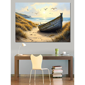 Terkedilmiş Eski Kayık Dekoratif Kanvas - Mdf Ahşap Tablo