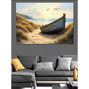 Terkedilmiş Eski Kayık Dekoratif Kanvas - Mdf Ahşap Tablo