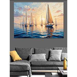 Yelkenli Tekne Deniz Huzur Dekoratif Kanvas - Mdf Ahşap Tablo 50x70 cm