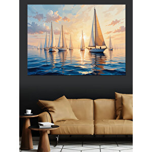 Yelkenli Tekne Deniz Huzur Dekoratif Kanvas - Mdf Ahşap Tablo 50x70 cm