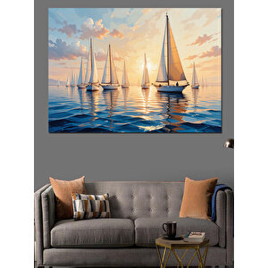 Yelkenli Tekne Deniz Huzur Dekoratif Kanvas - Mdf Ahşap Tablo