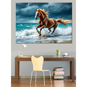Denizde Koşan At Dekoratif Kanvas - Mdf Ahşap Tablo 35x50 cm