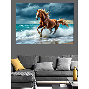 Denizde Koşan At Dekoratif Kanvas - Mdf Ahşap Tablo 35x50 cm