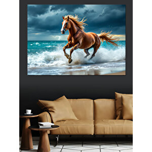 Denizde Koşan At Dekoratif Kanvas - Mdf Ahşap Tablo 35x50 cm