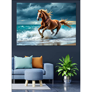 Denizde Koşan At Dekoratif Kanvas - Mdf Ahşap Tablo