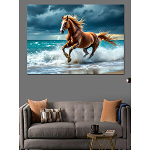 Denizde Koşan At Dekoratif Kanvas - Mdf Ahşap Tablo