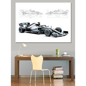 Formula 1 Teknik Çizim Dekoratif Kanvas - Mdf Ahşap Tablo 100x140 cm