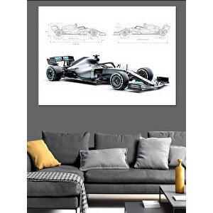 Formula 1 Teknik Çizim Dekoratif Kanvas - Mdf Ahşap Tablo 100x140 cm