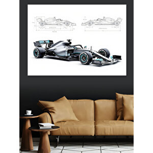 Formula 1 Teknik Çizim Dekoratif Kanvas - Mdf Ahşap Tablo 100x140 cm