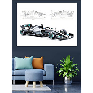 Formula 1 Teknik Çizim Dekoratif Kanvas - Mdf Ahşap Tablo