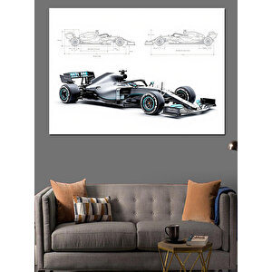 Formula 1 Teknik Çizim Dekoratif Kanvas - Mdf Ahşap Tablo