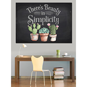 Minimalist Kaktüs Çizimi Dekoratif Kanvas - Mdf Ahşap Tablo 35x50 cm