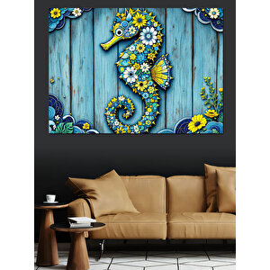 Tahtalı Denizatı Dekoru Dekoratif Kanvas - Mdf Ahşap Tablo 35x50 cm