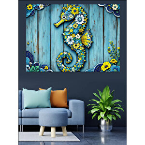 Tahtalı Denizatı Dekoru Dekoratif Kanvas - Mdf Ahşap Tablo 35x50 cm