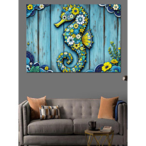 Tahtalı Denizatı Dekoru Dekoratif Kanvas - Mdf Ahşap Tablo 35x50 cm