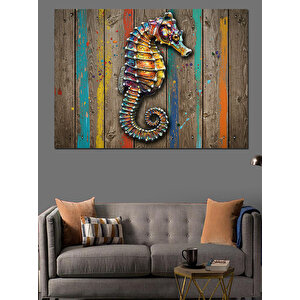 Ahşap Üzeri Denizatı Dekoratif Kanvas - Mdf Ahşap Tablo 100x140 cm