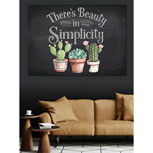Minimalist Kaktüs Çizimi Dekoratif Kanvas - Mdf Ahşap Tablo 25x35 cm