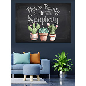 Minimalist Kaktüs Çizimi Dekoratif Kanvas - Mdf Ahşap Tablo
