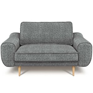 Klem Loveseat Ahşap Ayak - Doğal Doku Galaksi Mavi