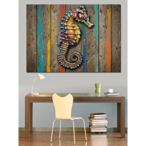 Ahşap Üzeri Denizatı Dekoratif Kanvas - Mdf Ahşap Tablo 70x100 cm