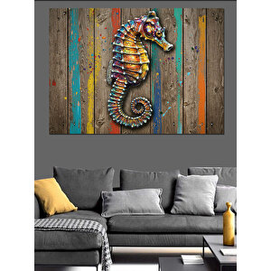 Ahşap Üzeri Denizatı Dekoratif Kanvas - Mdf Ahşap Tablo 70x100 cm