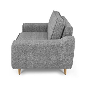Klem Loveseat Ahşap Ayak - Doğal Doku Füme
