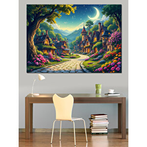 Masalsı Köy Manzarası Dekoratif Kanvas - Mdf Ahşap Tablo 50x70 cm