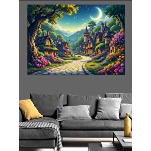 Masalsı Köy Manzarası Dekoratif Kanvas - Mdf Ahşap Tablo 50x70 cm