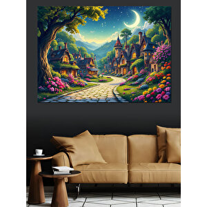 Masalsı Köy Manzarası Dekoratif Kanvas - Mdf Ahşap Tablo 50x70 cm