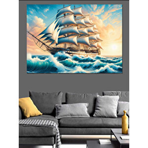 Denizde Yelkenli Macerası Dekoratif Kanvas - Mdf Ahşap Tablo 35x50 cm