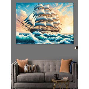 Denizde Yelkenli Macerası Dekoratif Kanvas - Mdf Ahşap Tablo