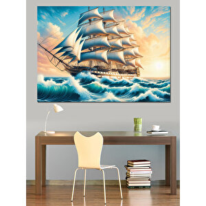 Denizde Yelkenli Macerası Dekoratif Kanvas - Mdf Ahşap Tablo