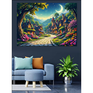 Masalsı Köy Manzarası Dekoratif Kanvas - Mdf Ahşap Tablo