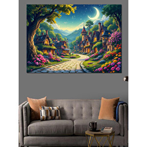 Masalsı Köy Manzarası Dekoratif Kanvas - Mdf Ahşap Tablo