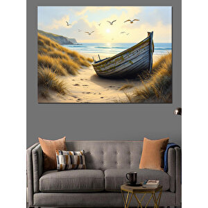 Terkedilmiş Eski Kayık Dekoratif Kanvas - Mdf Ahşap Tablo 70x100 cm