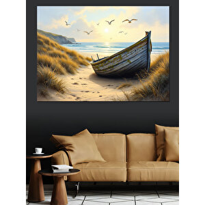 Terkedilmiş Eski Kayık Dekoratif Kanvas - Mdf Ahşap Tablo 100x140 cm