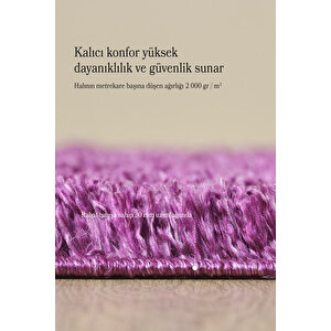 Modern Desenli Salon Halısı Peluş Halı Yıkanabilir Post Halı Mor Halı Kaymaz Taban Halı