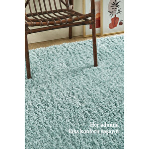 Modern Desenli Salon Halısı Peluş Halı Yıkanabilir Post Halı Mavi Halı Kaymaz Taban Halı Oval Halı 120x120 cm