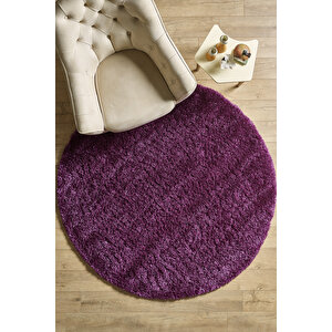 Modern Desenli Salon Halısı Peluş Halı Yıkanabilir Post Halı Mor Halı Kaymaz Taban Halı Oval Halı 200x200 cm
