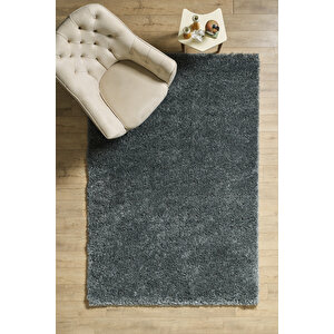 Modern Desenli Salon Halısı Peluş Halı Yıkanabilir Post Halı Açık Gri Halı Kaymaz Taban Halı 200x290 cm