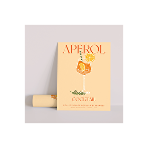 Dekoratif Çerçevesiz Poster Minimalist Aperol Kokteyl İllüstrasyonu 40x50 cm
