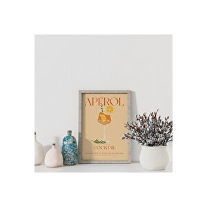 Dekoratif Çerçevesiz Poster Minimalist Aperol Kokteyl İllüstrasyonu 13x18 cm