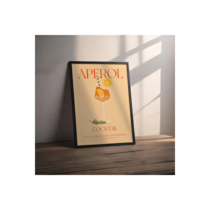 Dekoratif Çerçevesiz Poster Minimalist Aperol Kokteyl İllüstrasyonu 15x21 cm