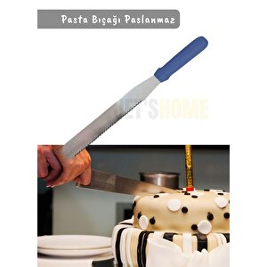 Pasta Bıçağı Tırtıklı Pasta Spatulası Paslanmaz Çelik 38 Cm