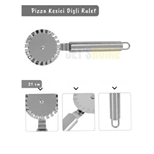 Pizza Kesici Paslanmaz Börek Kesici Çelik Pizza Bıçağı Tatlı Kesici Dişli Rulet Orta Boy Çap 5,3 Cm