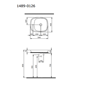 Fenice Çanak Lavabo, 54 Cm, Parlak Beyaz 1489-001-0126